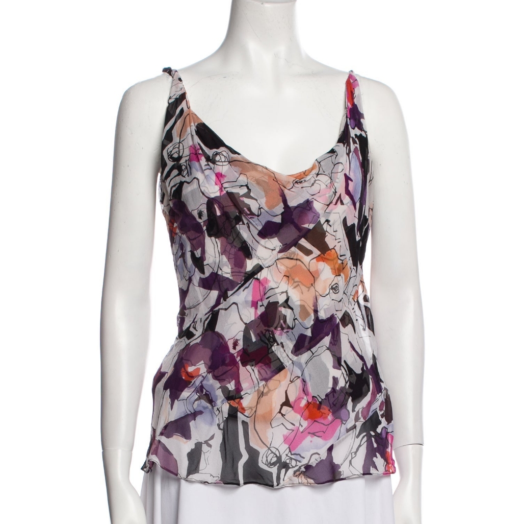 Diane Von Furstenberg Silk Cowl Neck Tank Top Size 8